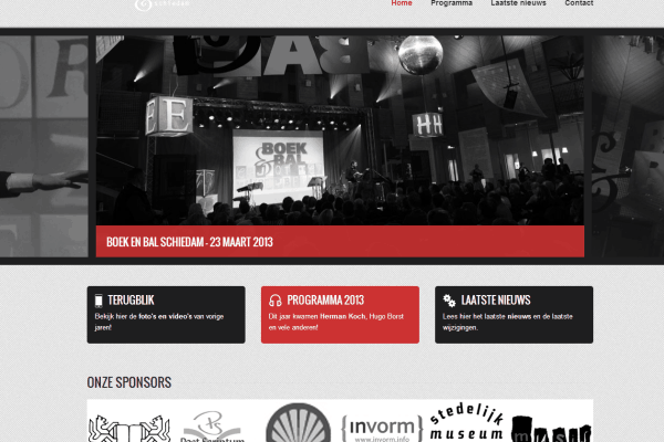Website screenshot Boek en Bal Schiedam.