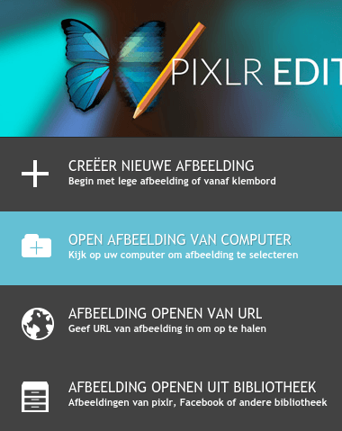 Screenshot afbeelding openen in Pixlr