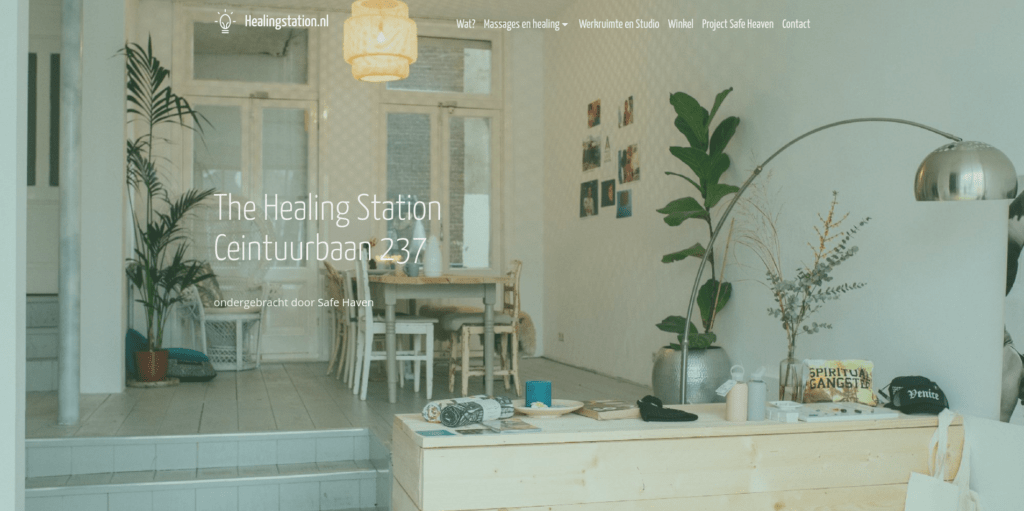 Screenshot website Healing Station Amsterdam - Home