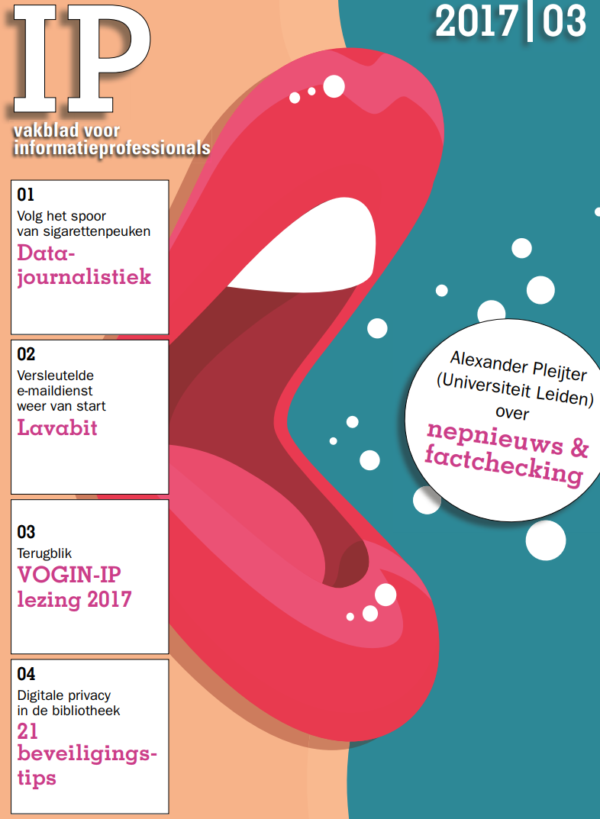 Afbeelding cover IP magazine 03-2017 met artikel over Privacy in de bibliotheek met 21 beveligingstips door Frank Huysmans en Marcus Bergsma.