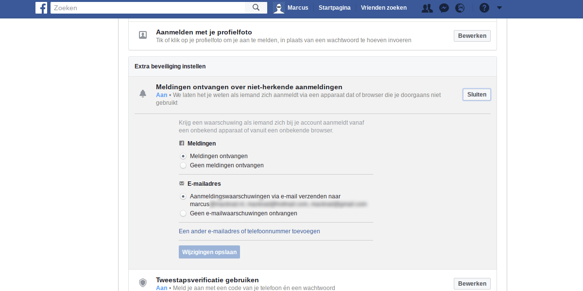 Facebook privacy intstellingen 2 - Aanmeld waarschuwing.