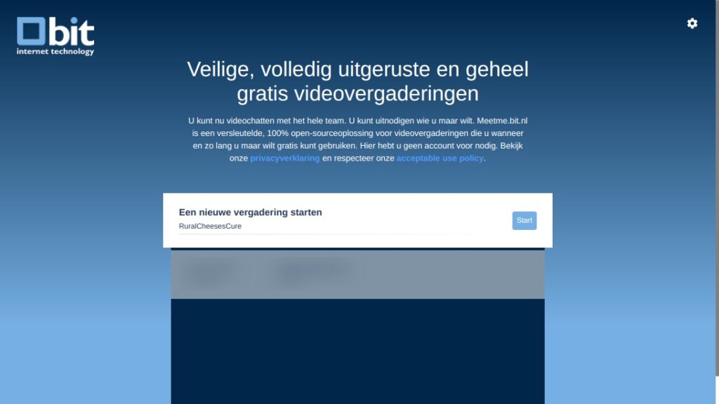 Screenshot videobellen met Jitsi via Bit.nl.