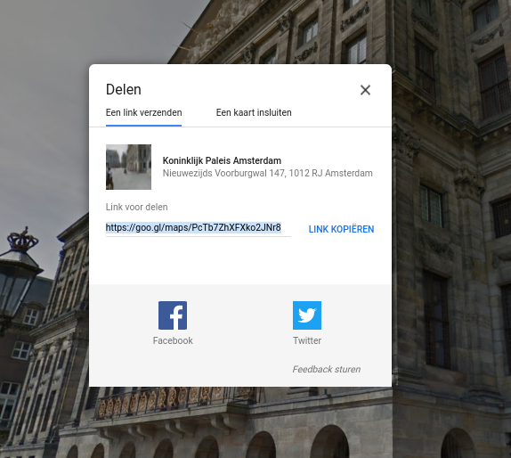Screenshot afbeelding delen op Google Maps. 