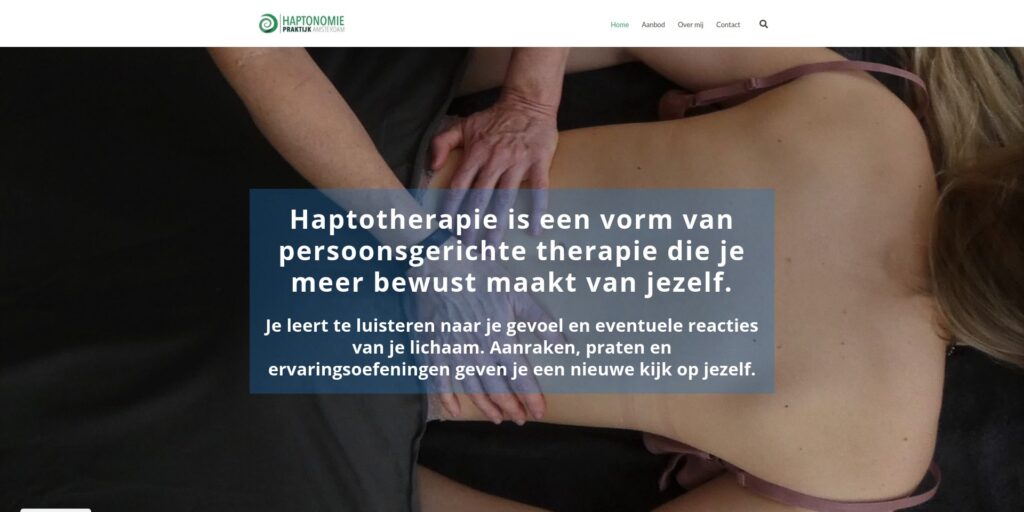 Screenshot startpagina Haptonomie praktijk Amsterdam.