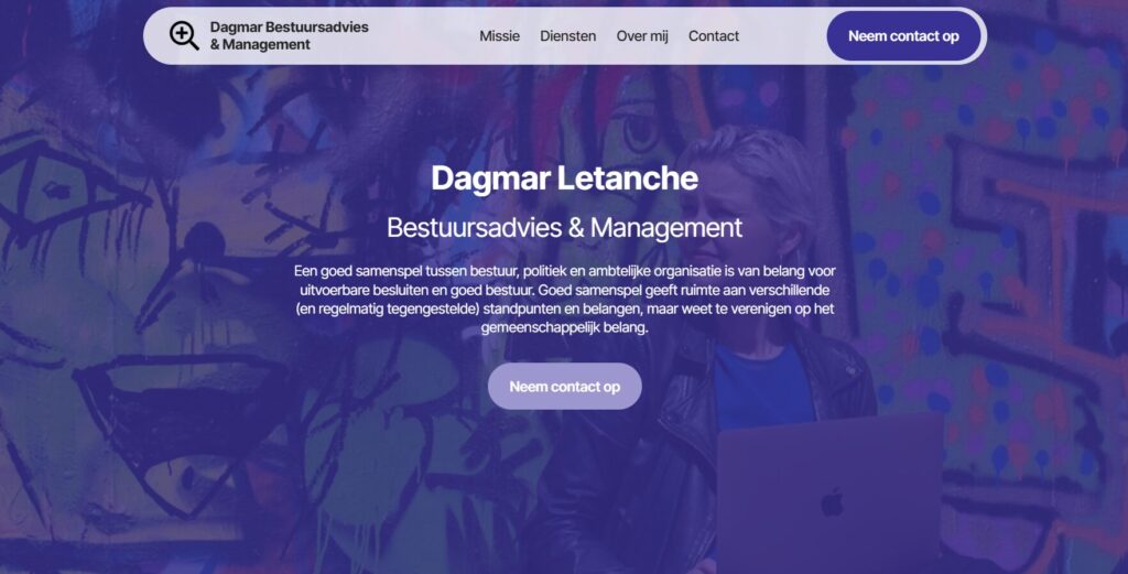 Screenshot website Dagmar Letanche.